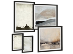 Conjunto De Pinturas Pássaros Rochas Traços De Pincel Decorações Espelharte (5 Peças)
