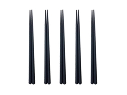 Conjunto de 5 pares de pauzinhos japoneses para chef, estilo sushi wakasa, em plástico resistente, ideais para culinária asiática, uso doméstico, 22,3 x 0,7 cm, cor preta.