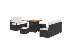 Conjunto 8 Conjunto De Sofá De Jardim Vidaxl Preto Vime Pe (175 X 62 X 85 Cm)