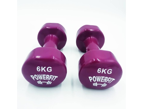 Halteres POWERFIT Extremidade Plana Castanho (6 Kg)