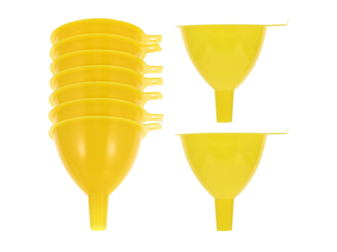 Funil De Laboratório Plástico Amarelo 60mm, Pacote Com 15 Unidades