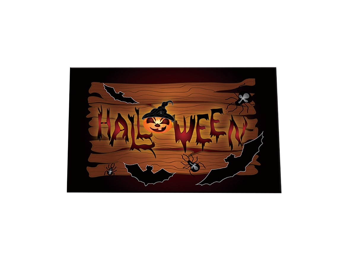 VYLARA Capacho Halloween De Borracha Antiderrapante, Com Abóbora, Bruxa, Gato E Morcego