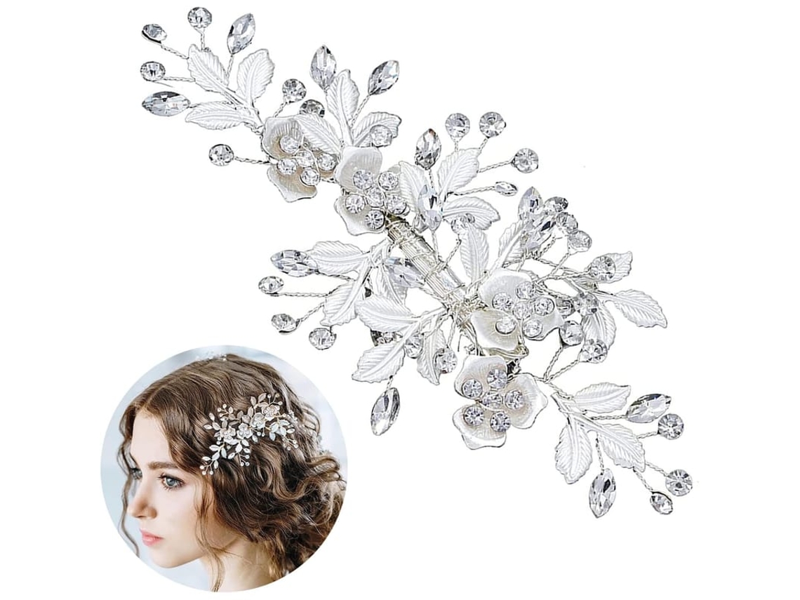 2026-accesorio De Pelo De Cristal Com Pérolas E Pedras Brilhantes Para Mulheres E Meninas (prata)