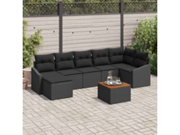Vidaxl Conjunto De Sofá De Jardim 8 Unid. Preto Vime Pe