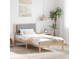Vidaxl Estrutura De Cama Com Cabeceira Estofada Cinzento-claro