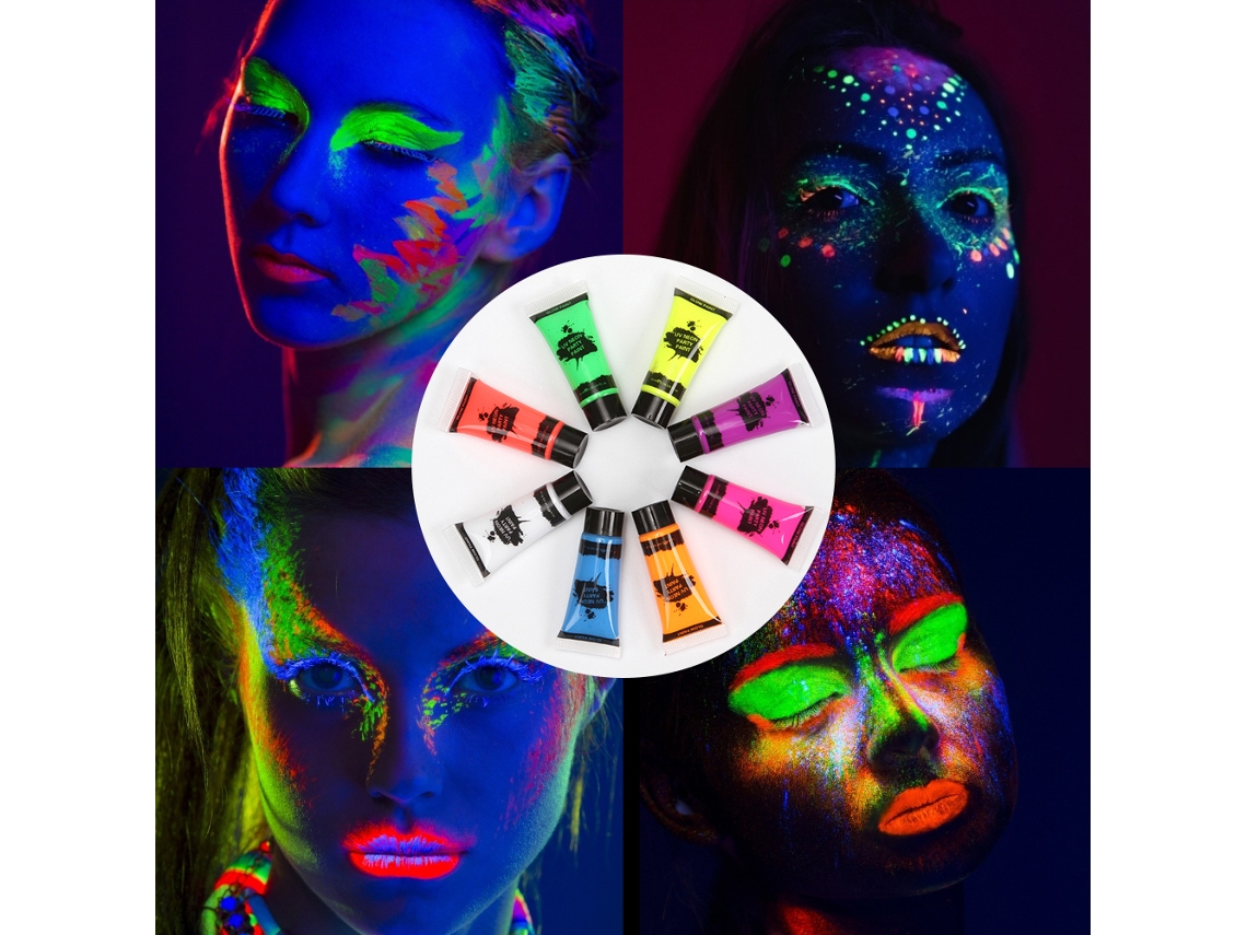 Kit De Pintura Facial Profissional Halloween Para Crianças E Adultos Com 50 Moldes E Pinturas Uv