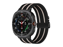 Pulseira De Nylon Trançado Elástico Listrada Com Fivela De Paraquedas Para Samsung Galaxy Watch Ultra 47mm