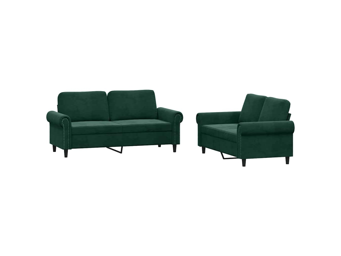 Conjunto de Sofás 2 Pcs com Almofadões Veludo Verde MAISON EXCLUSIVE