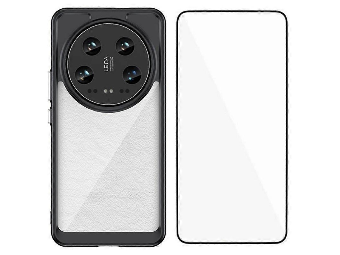Capa De Celular Wanlonfeng Xc Series Tpu Acrílico Com Vidro Temperado (furo Grande Para Lente) Preta Para Xiaomi 14 Ultra