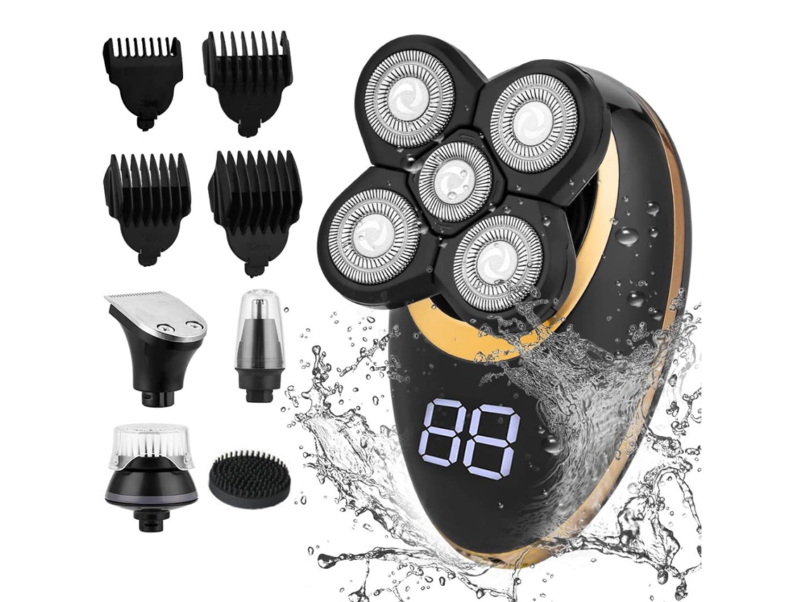 MEOIRUERY Barbeador Elétrico Masculino Rotativo Barbeador Molhado E Seco Ipx7 À Prova Dágua Aparador De Barba 4d Aparador De Precisão Com Display Led