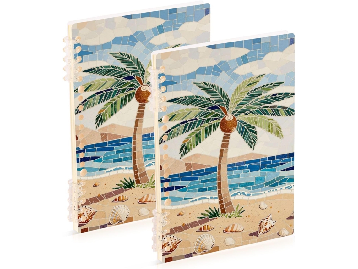 Conjunto de 2 Cadernos Pautados em Formato A5 , Capa Dura, Caderno Composição com Linhas Larga (21,1 X 14,5 Cm)
