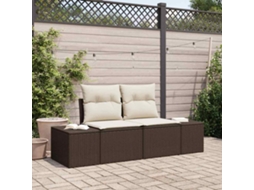 Vidaxl Sofá De Jardim Com Almofada Castanho 184 X 62 X 69 Cm Vime Pe