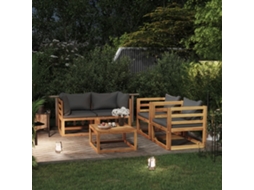 Vidaxl 5 Pcs Conjunto Lounge De Jardim C/ Almofadões Acácia Maciça