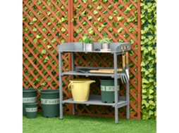 Mesa Para Transplante E Jardinagem Para Flores Em Metal E Madeira, 76x37x89cm, Jardim E Varanda