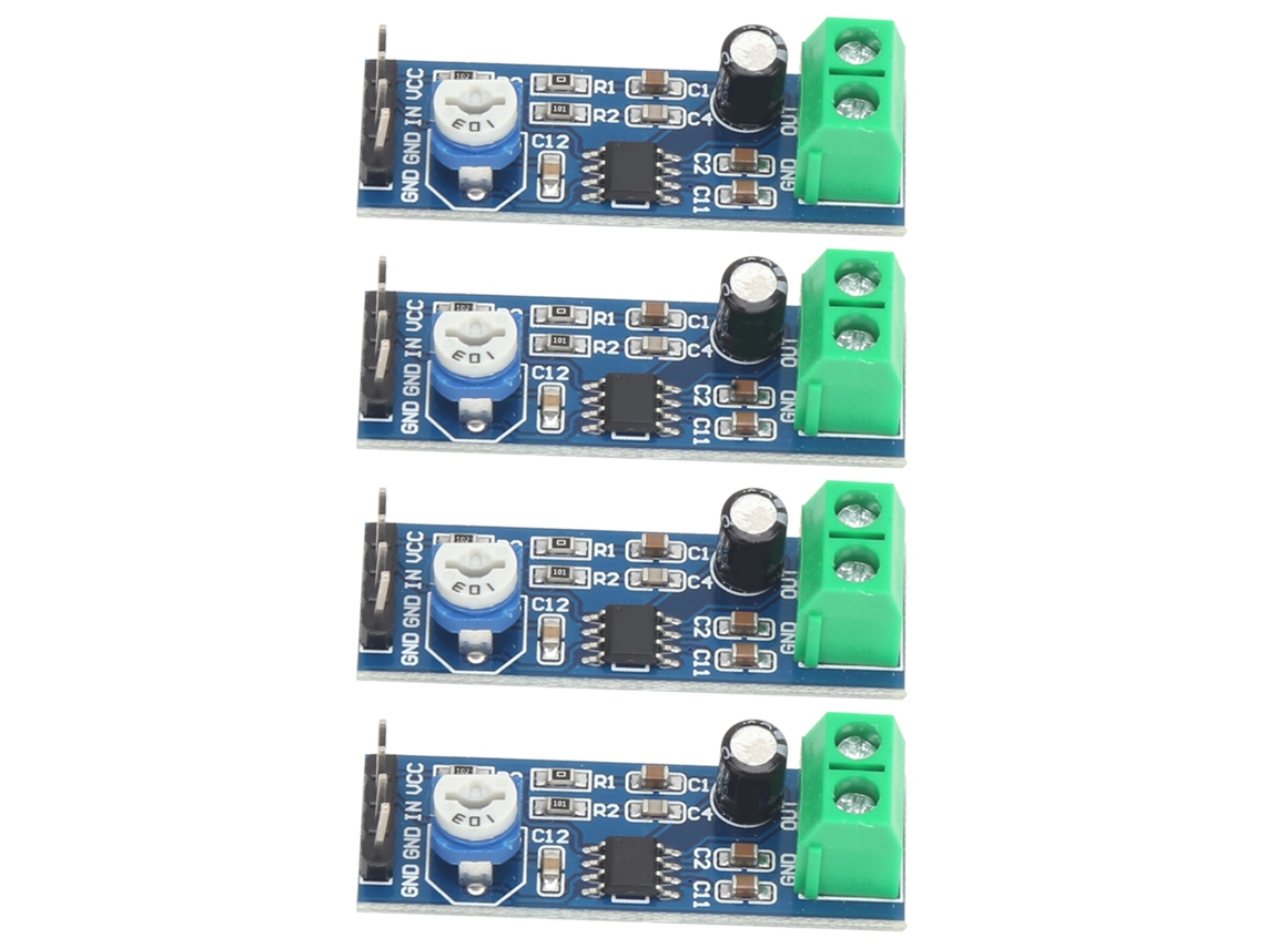 Módulo Amplificador Áudio Lm386 com Potenciômetro 200x Ganho 4pcs Placa Componente Eletrônico