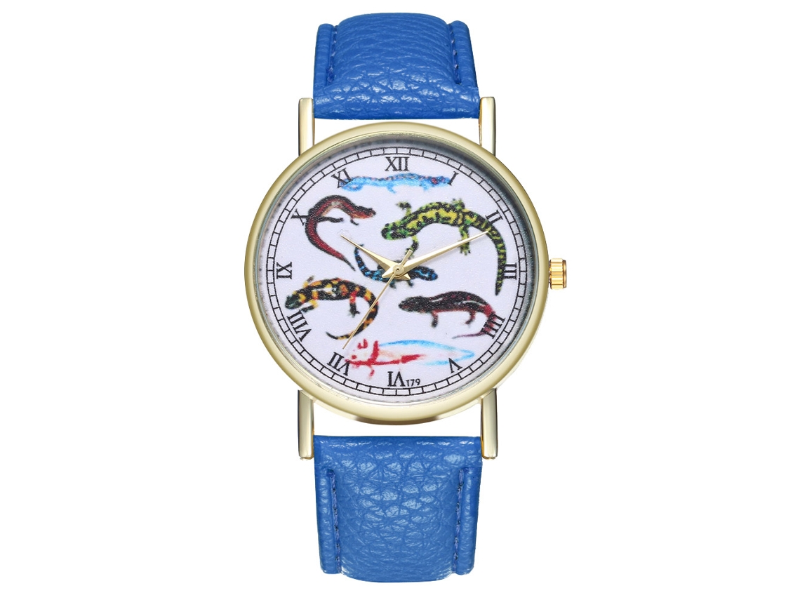 Reloj De Pulsera Analógico De Aleación Cuero Moda Ocio Regalo T79-a Azul Real