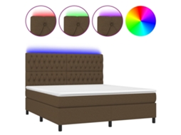 Cama Box Spring com Colchão, led 180x200 cm Tecido Castanho escuro MAISON EXCLUSIVE