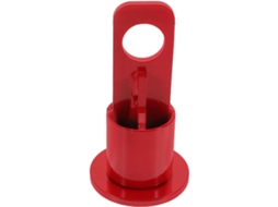 Suporte estabilizador multifuncional vermelho para reboques, ideal para levantar rodas e reboques.