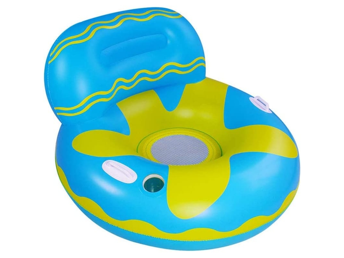 Cadeira Flutuante Inflável Com Apoio Lumbar E Braços, Rede Flutuante Para Piscina E Praia Adulto Azul