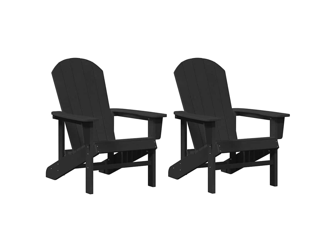 Conjunto 2 Cadeira De Jardim Vidaxl Preto Polietileno (82 X 74 X 92 Cm)