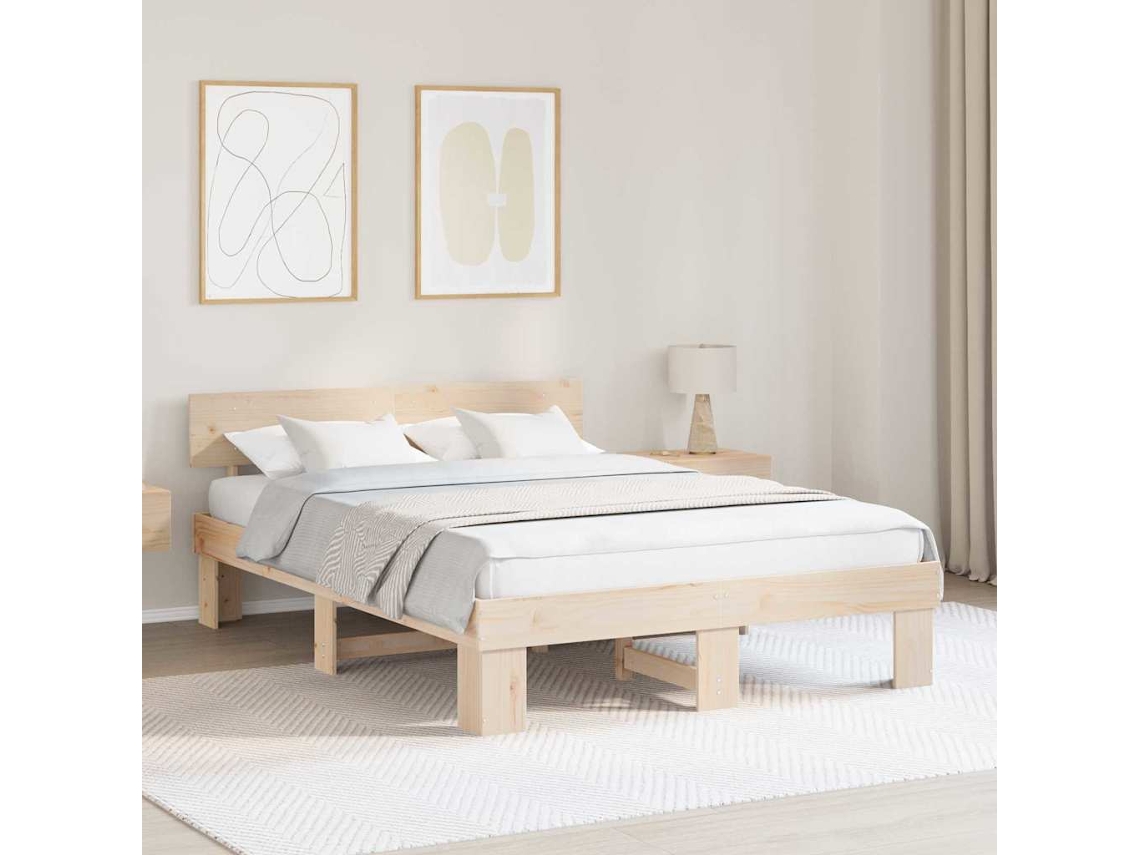 Vidaxl Estrutura Da Cama Com Cabeceira Natural 140 X 200 Cm