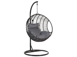 Silla Colgante Con Soporte Beliani Aspio De Ratán Sintético Negro 99x97x199