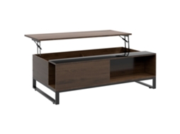 Mesa De Centro Com Função De Elevação 102x58x35,5cm Sofá Moderno Com Armazenamento Em Aço Preto Nogueira Cs