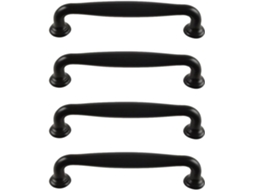 Puxadores Yarnow Para Gavetas De Armários E Portas Closets, Com Espaçamento De 96mm Entre Furos, Na Cor Preta, Conjunto