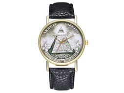 Relógio de Pulso Feminino de Moda Leisure Quartz com Cinto de Couro Preto