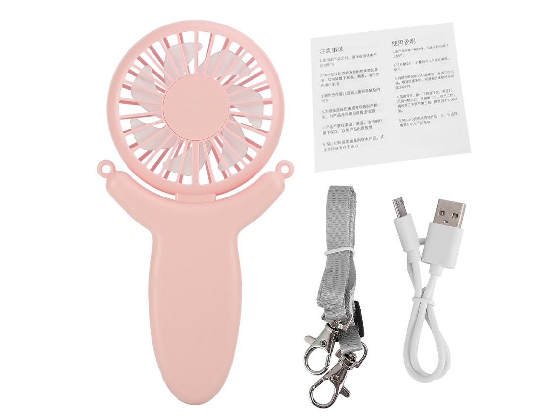 Ventilador Elétrico Pequeno Portátil Recarregável (recarregável De Mão, Mini Usb Para Mesa De Dormitório E Escritório) Vermelho Coral