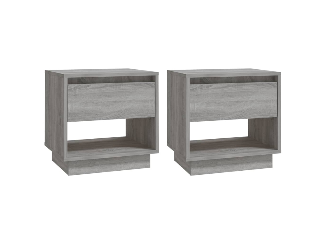 Bedside Cabinet, Bedside Cabinets Vidaxl Cinzeto Madeira Processada (n/a)