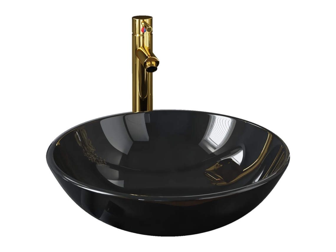 Bathroom Sink,bathroom Sinks Vidaxl Preto Vidro (n/a)