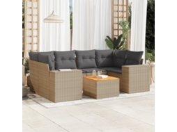 Conjunto de 7 Sofás para Jardim com Almofadas Vime Pe Bege Dkd Home Decor