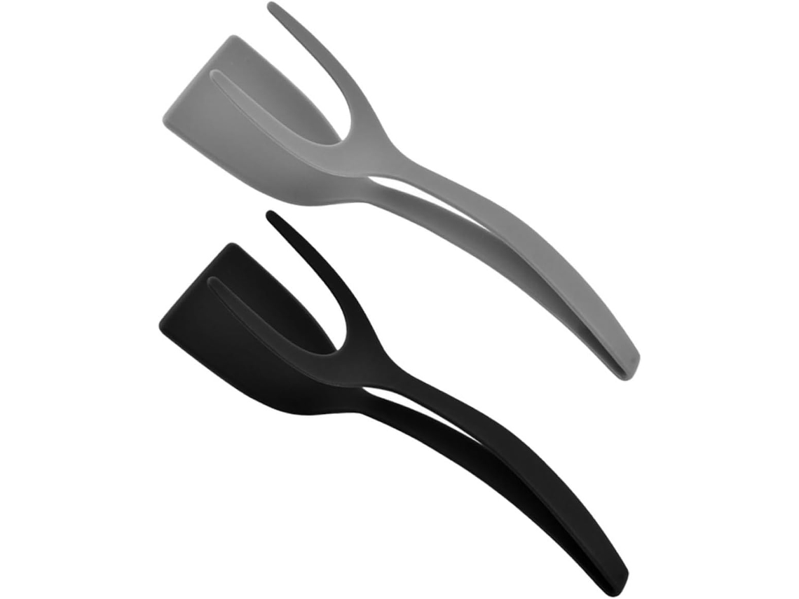 Pinça De Cozinha Multifuncional Nylon, Resistente Ao Calor, Com 2 Peças, Espátula Para Virar Bifes, Ovos E Churrasco