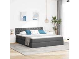 Vidaxl Cama Com Arrumação E Colchão Cinza Escuro 180 X 200 Cm Veludo