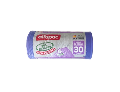 Bolas de Lixo ALFAPAC 15U 'Lavanda' 55X60Cm 30L com Fechamento Automático