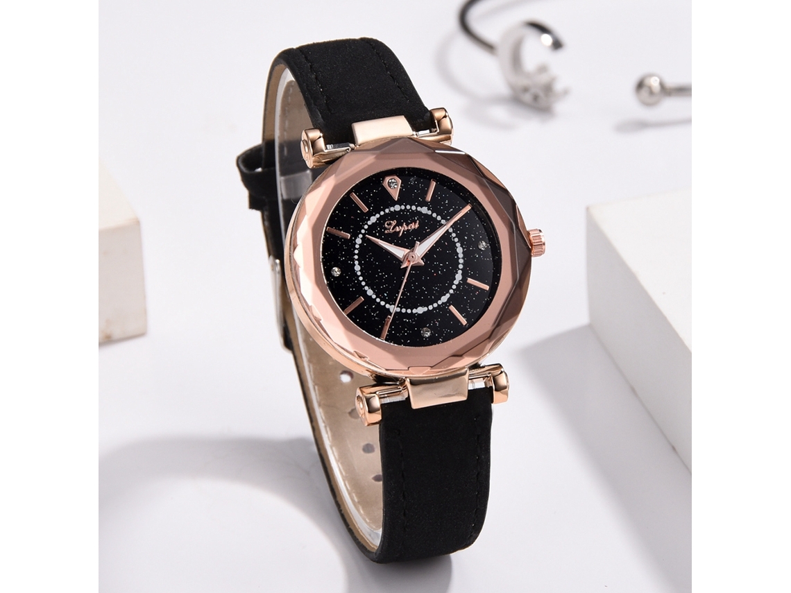 Lvpai Relógio de Pulso Feminino de Quartzo com Pulseira Pu Simples e Elegante (preto)