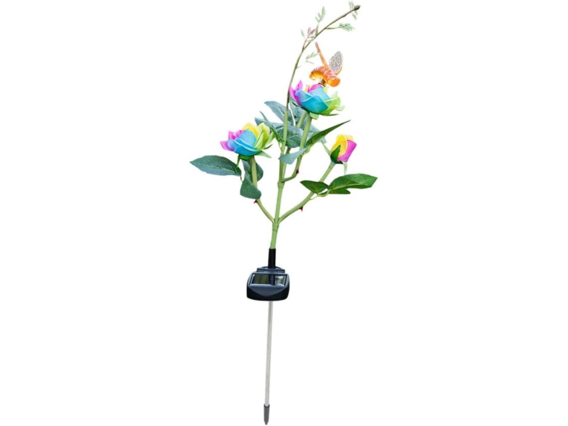 Luminária Solar Led Rosa Em Formato De Flor, Ideal Para Decoração De Jardim, Holofote Externo E Lâmp Gokoco