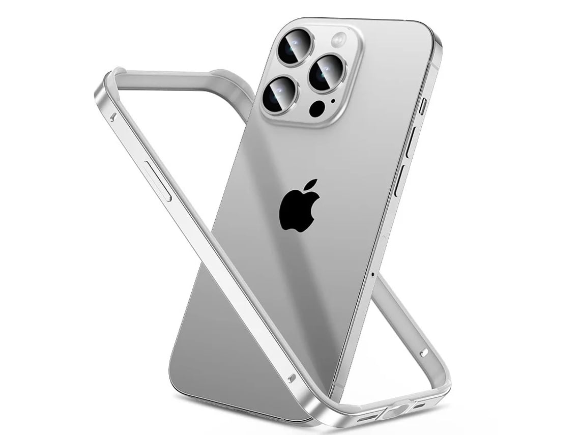 Capa Bumper Dual Prata para iPhone 12 pro max VEANXIN Alumínio Prateado