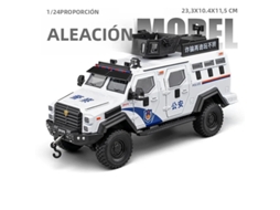 (branco) Miniatura De Carro De Polícia Em Escala 1/24 Com Portas Duplas, Luzes E Efeitos Sonoros.