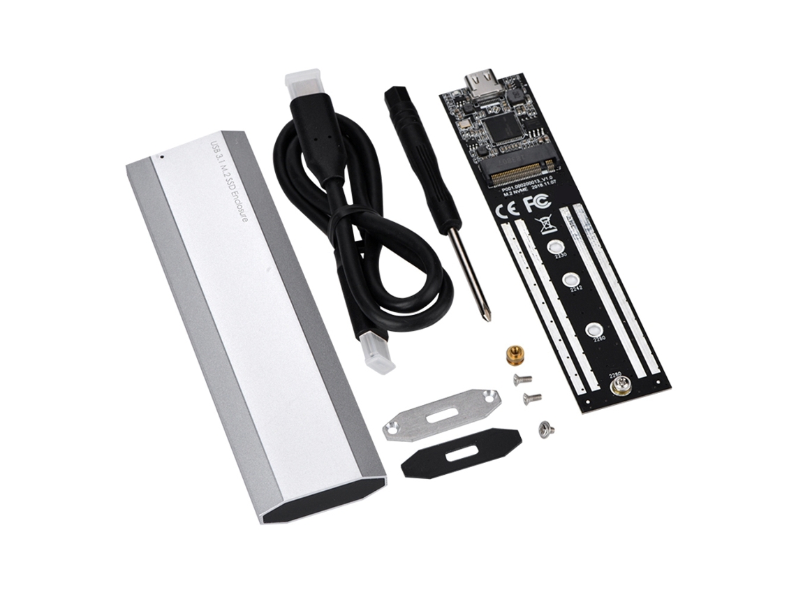 M.2 Nvme Para Caixa De Ssd Usb3.1 Leitura De Alta Velocidade Case De Disco Sólido Móvel Prata