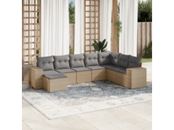 Pcs Conjunto De Sofás P/ Jardim Com Almofadões Vime Pe Bege Dkd Home Decor