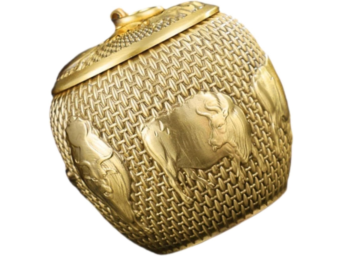 Pote De Armazenamento Em Latão, Caixa Para Chá, Decoração De Cozinha, Bule Decorativo, Texturizado
