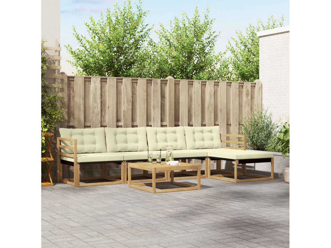Vidaxl Conjunto De Sofás Para Exterior 6 Unid. Branco E Creme
