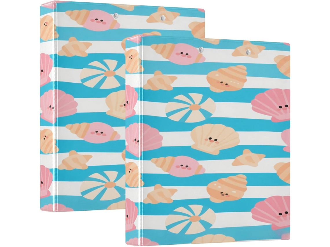Pasta Escolar Summer Stripe Shell 1, 5 Polegadas, Azul Com Prancheta, Pacote Com 1 2-pastas Escritório, 200-folhas