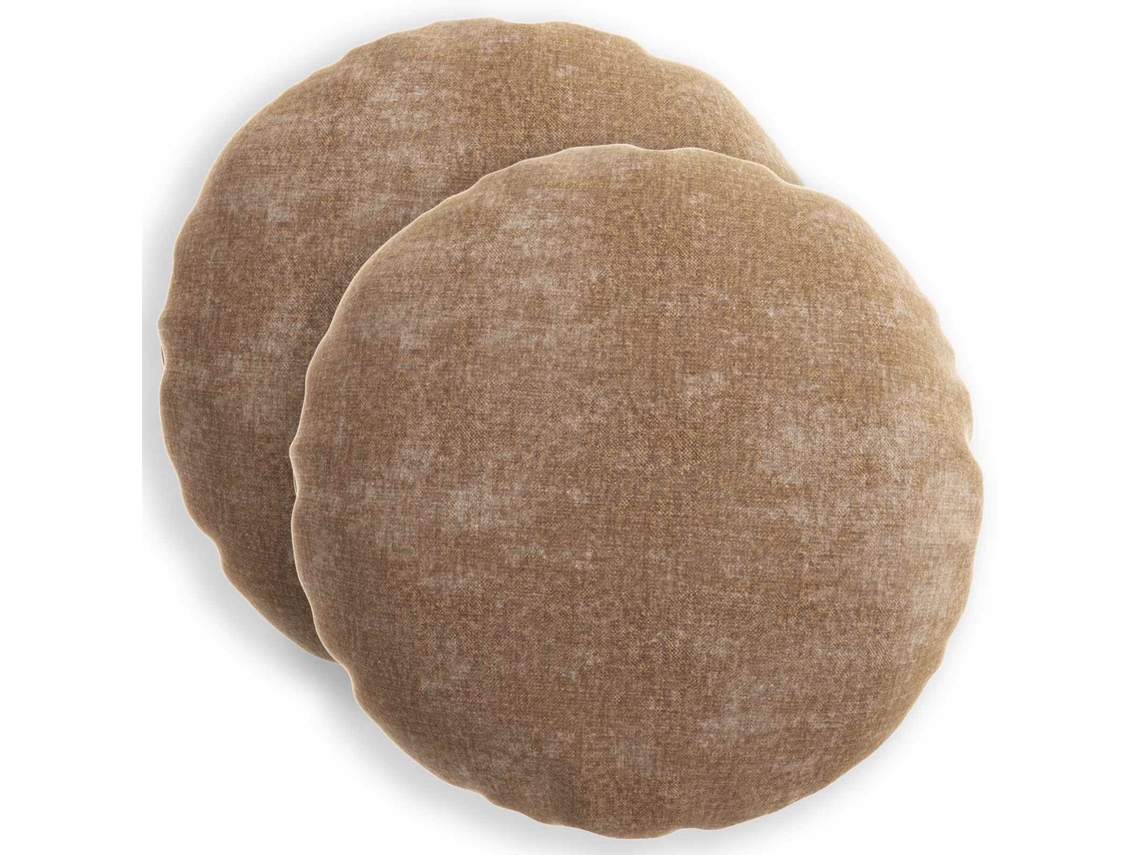 Vidaxl Capa Almofada 2 Unid. Heerlen Castanho Ø 50 Cm Tecido Chenille