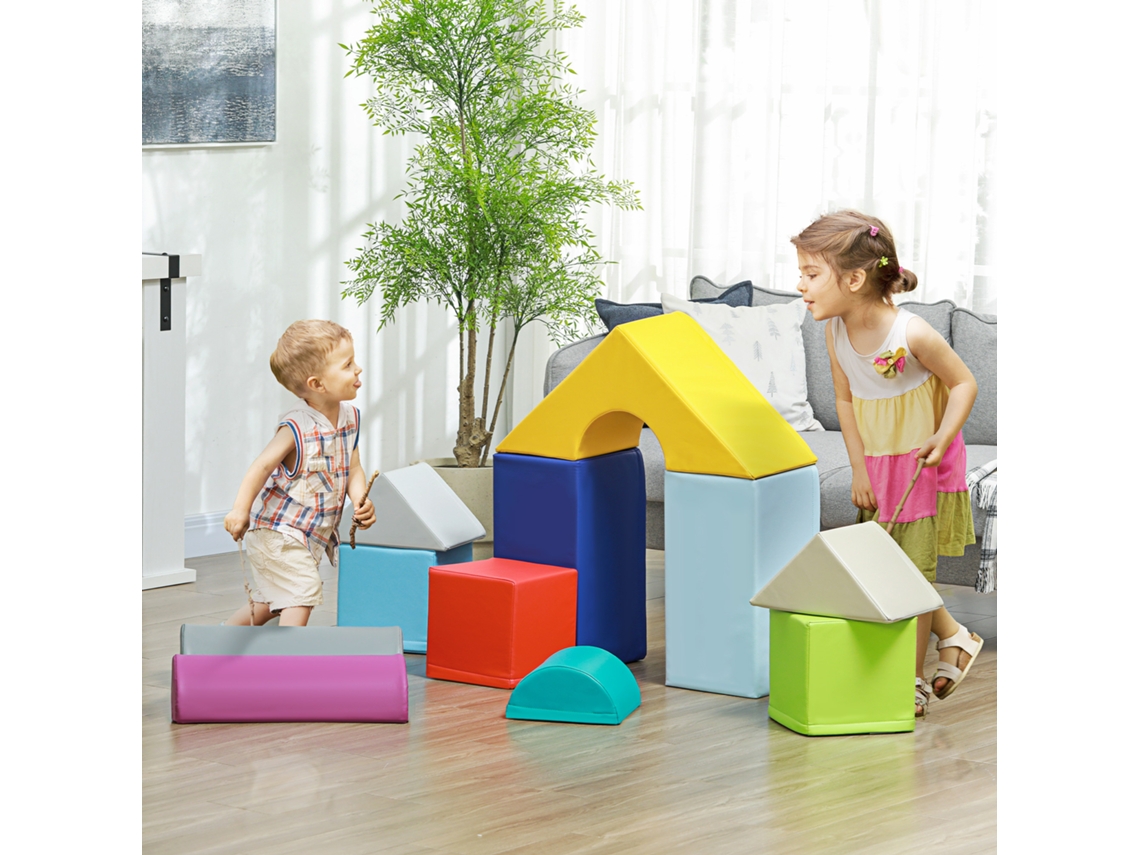 Kit De Blocos Macios Para Crianças De 1 A 3 Anos - 11 Peças Multicoloridas Em Pu E Epe