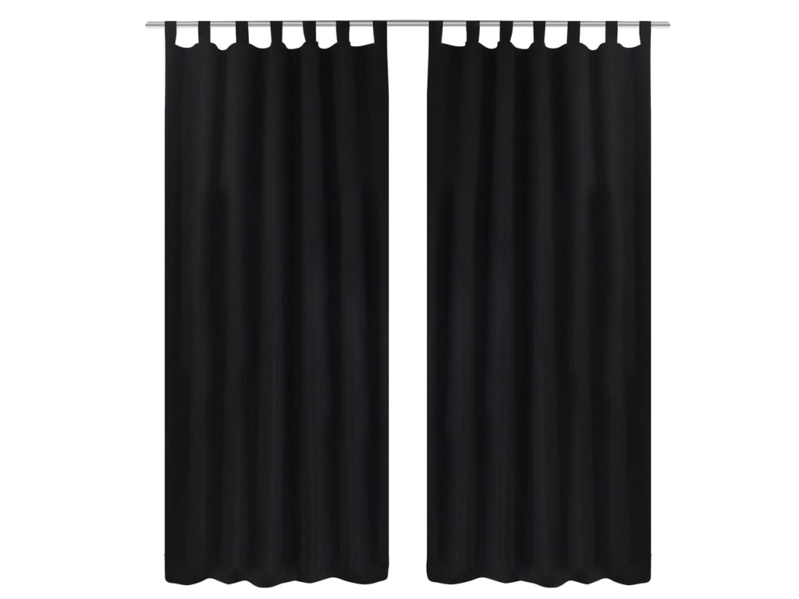 Cortinas De Cetim Com Laços, 2 Pcs, Preto 140 X 175 Cm