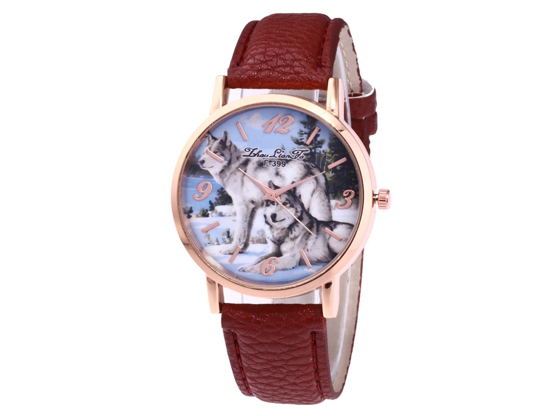 Relógio de quartzo com pulseira de couro PU, mostrador redondo, moderno, pulseira para homens (café)