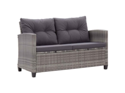 Maison Exclusive - Sofá De Jardim 2 Lugares Com Almofadões 124 Cm Vime Pe Cinzento